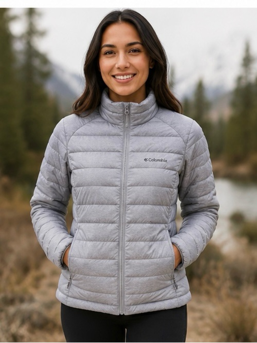Columbia Women's Light Gray Quilted Packable Puffer Jacket